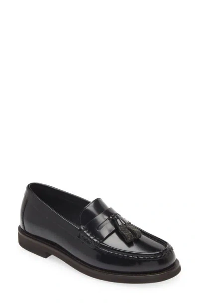 Brunello Cucinelli Monili Tassel Loafer In Black