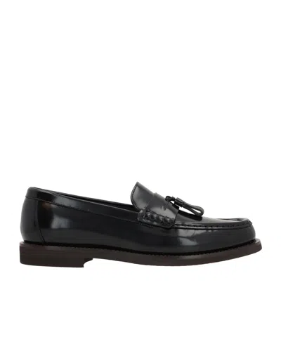 BRUNELLO CUCINELLI MONILI-TASSEL POLISHED LEATHER LOAFERS