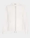 Brunello Cucinelli Monili Techno Jersey Zip-front Hoodie In White