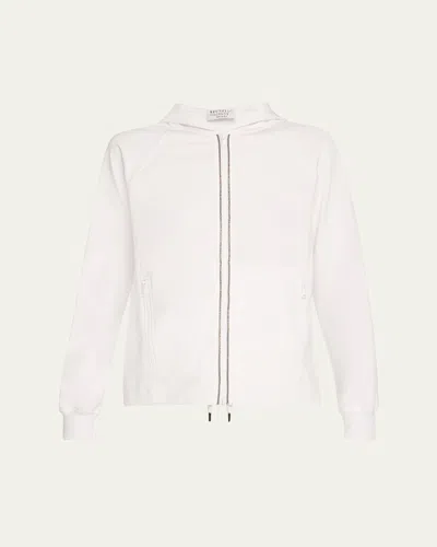 BRUNELLO CUCINELLI MONILI TECHNO JERSEY ZIP-FRONT HOODIE