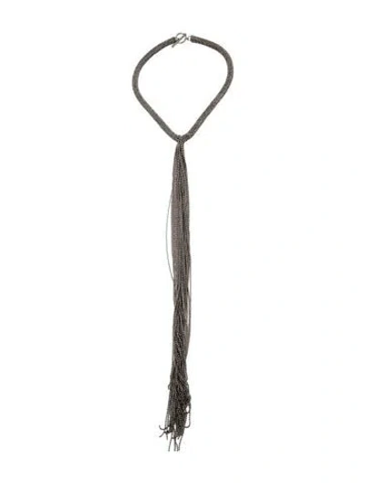 Pre-owned Brunello Cucinelli Monili Tie Lavalier Necklace, 16.5" In Multicolor