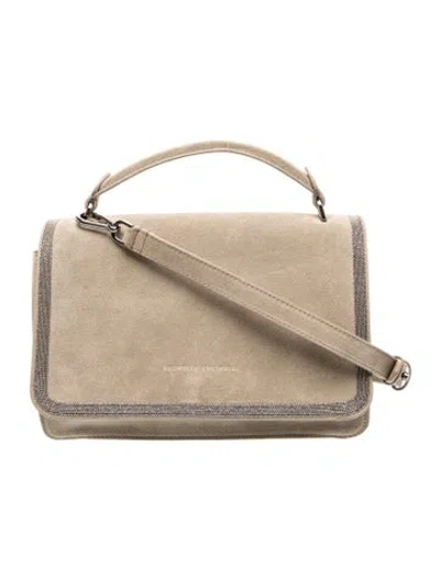 Pre-owned Brunello Cucinelli Monili Top Handle Bag In Gray