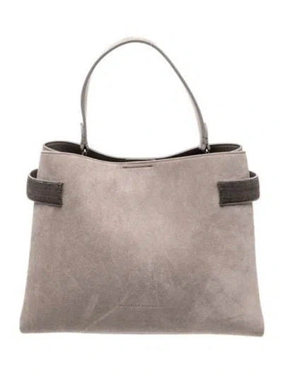 Pre-owned Brunello Cucinelli Monili Top Handle Bag In Gray