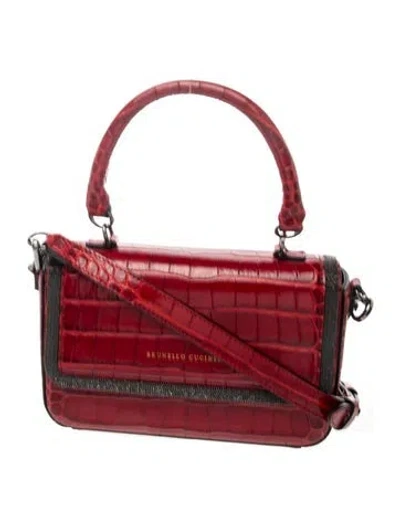 Pre-owned Brunello Cucinelli Monili Top Handle Bag In Red