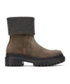Brunello Cucinelli Monili-trim Block-heel Ankle Boots In Green