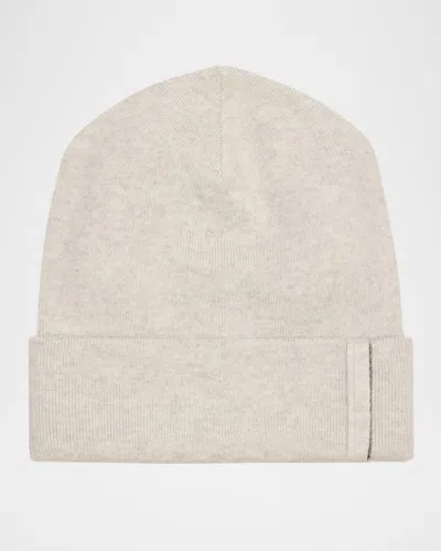 Brunello Cucinelli Monili-trim Cashmere Beanie Hat In C2719 Light Grey