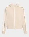 Brunello Cucinelli Monili-trim Cashmere Rib Zip Sport Hoodie In Brown