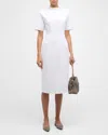 Brunello Cucinelli Monili-trim Corset Techno Couture Jersey Midi T-shirt Dress In White
