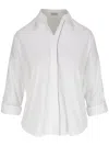 Brunello Cucinelli Monili-trim Cotton-blend Shirt In White