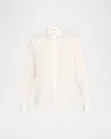 Brunello Cucinelli Monili-trim Cotton Poplin Button-down Shirt In White