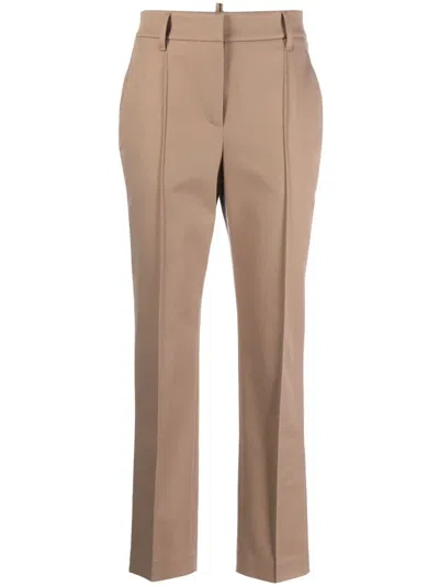 Brunello Cucinelli Monili-trim Cropped Trousers In Brown