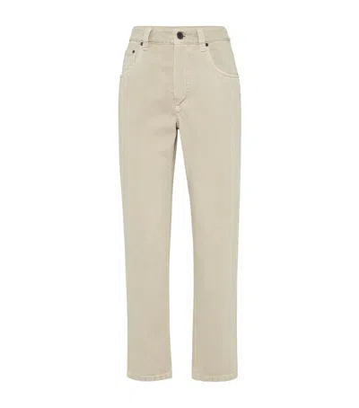 BRUNELLO CUCINELLI MONILI-TRIM GARMENT-DYE JEANS