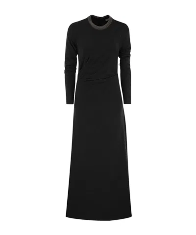 BRUNELLO CUCINELLI BRUNELLO CUCINELLI CREWNECK DRAPED DRESS