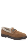 Brunello Cucinelli Monili Trim Genuine Shearling Lined Loafer In Brown