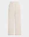 Brunello Cucinelli Beige Crop Pants With Monile Decorations In Linen Woman In C200 Jute
