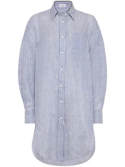 Brunello Cucinelli Monili-trim Long Shirt In White
