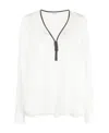 Brunello Cucinelli Monili-trim Long-sleeve Blouse In Black