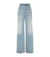Brunello Cucinelli Monili-trim Low-rise Wide-leg Jeans In Blue