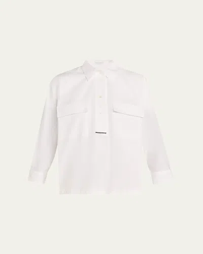 Brunello Cucinelli Monili-trim Matte Poplin Button-down Shirt In Animal Print