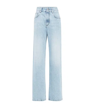 Brunello Cucinelli Monili-trim Mid-rise Straight-fit Jeans In Light Blue Denim