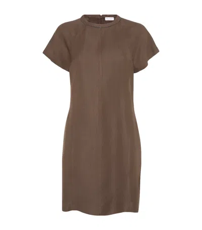 Brunello Cucinelli Monili-trim Mini Dress In Brown