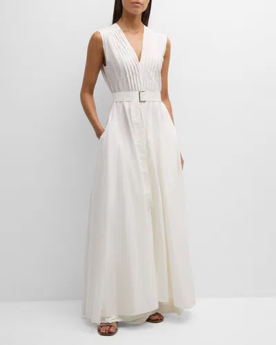 Brunello Cucinelli Poplin Maxi Dress In Multicolor