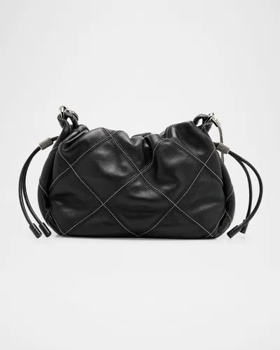 Brunello Cucinelli Monili-trim Quilted Leather Bucket Bag In Black