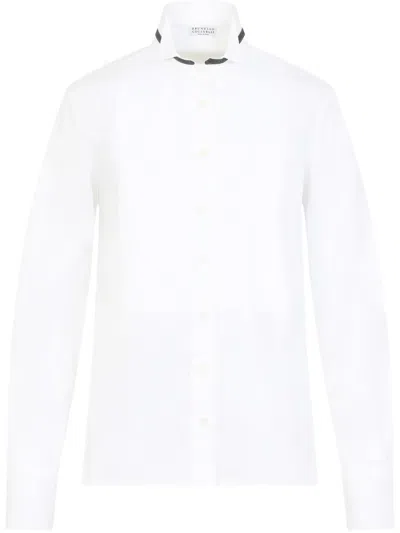 Brunello Cucinelli Monili-trim Shirt In Weiss