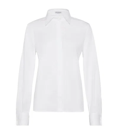 Brunello Cucinelli Monili-trim Concealed-fastening Shirt In White