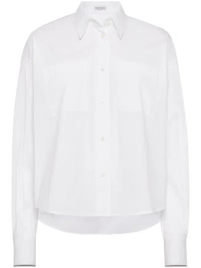 Brunello Cucinelli Monili-trim Shirt In White