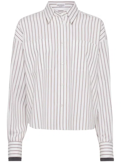Brunello Cucinelli Monili-trim Shirt In White