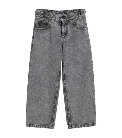 Brunello Cucinelli Kids' Monili-trim Straight Jeans In Black