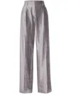 Brunello Cucinelli Loose Straight Trousers With Monili In Grey