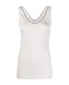 Brunello Cucinelli Monili-trim Stretch-cotton Tank Top In White
