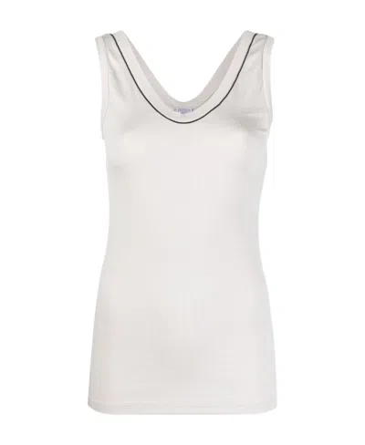 Brunello Cucinelli Monili-trim Stretch-cotton Tank Top In White