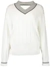 Brunello Cucinelli Monili-trim Sweater In White