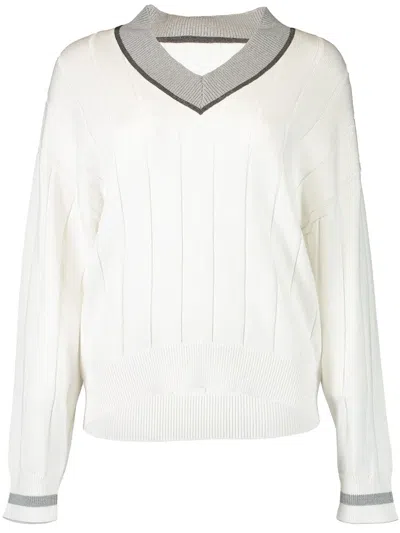 Brunello Cucinelli Monili-trim Sweater In White