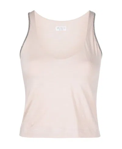 Brunello Cucinelli Monili-trim Tank Top In Pink