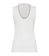 Brunello Cucinelli Monili-trim Scoop-neck Tank Top In White