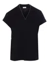 Brunello Cucinelli Short-sleeve T-shirt With V-neckline In Black