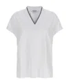 Brunello Cucinelli Monili V-neck Short-sleeve Cotton Jersey T-shirt In White