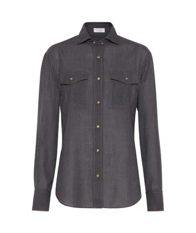 BRUNELLO CUCINELLI BRUNELLO CUCINELLI MONILI-TRIM BUTTON-UP SHIRT