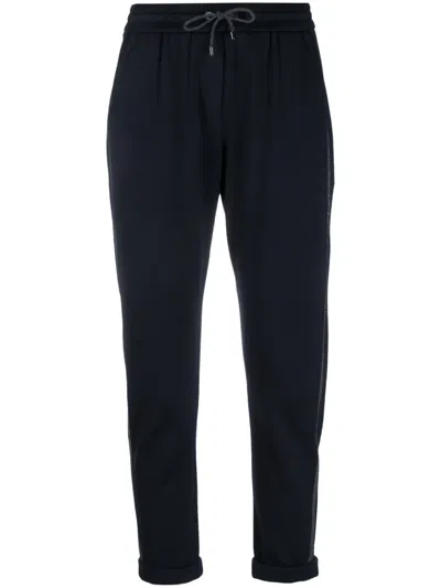 BRUNELLO CUCINELLI MONILI-TRIMMED CROPPED TRACK PANTS
