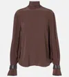 Brunello Cucinelli Monili Turtleneck Silk Blouse