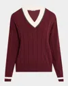 Brunello Cucinelli Monili V-neck Cashmere Rib Knit Sweater