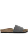 Brunello Cucinelli Monili Vamp Slides In Silver