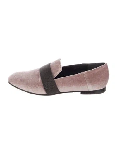 Pre-owned Brunello Cucinelli Monili Velvet Loafers In Pink