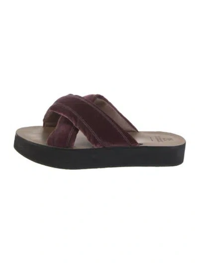 Pre-owned Brunello Cucinelli Monili Velvet Slides In Burgundy