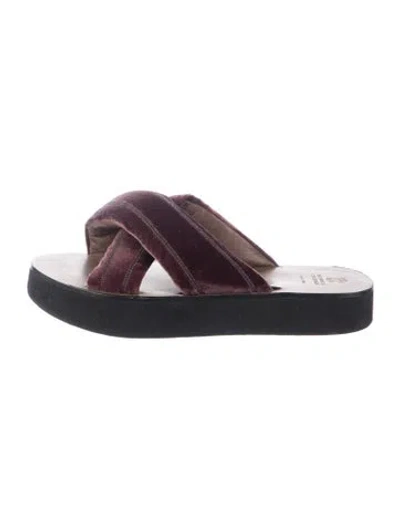 Pre-owned Brunello Cucinelli Monili Velvet Slides In Purple