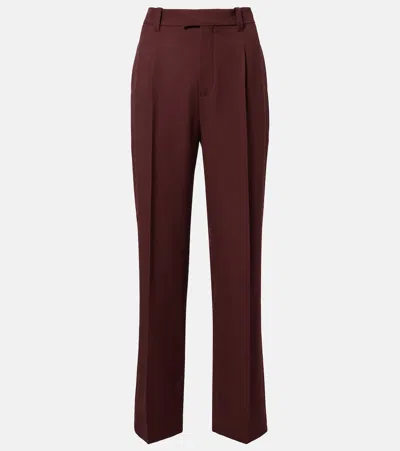 Brunello Cucinelli Monili Virgin Wool Straight Pants In Burgundy